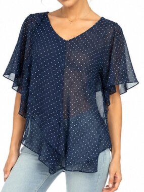 Catherines Womens Blouse 2X Boho Fairy Coquette Sheer Y2K Flirty Flow Summer Art